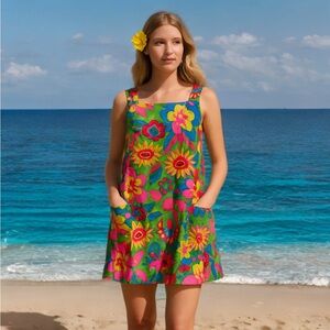 Rare Vintage 1960s Alice Polynesian Fashions Hawaiian Muumuu Dress – Mod Floral